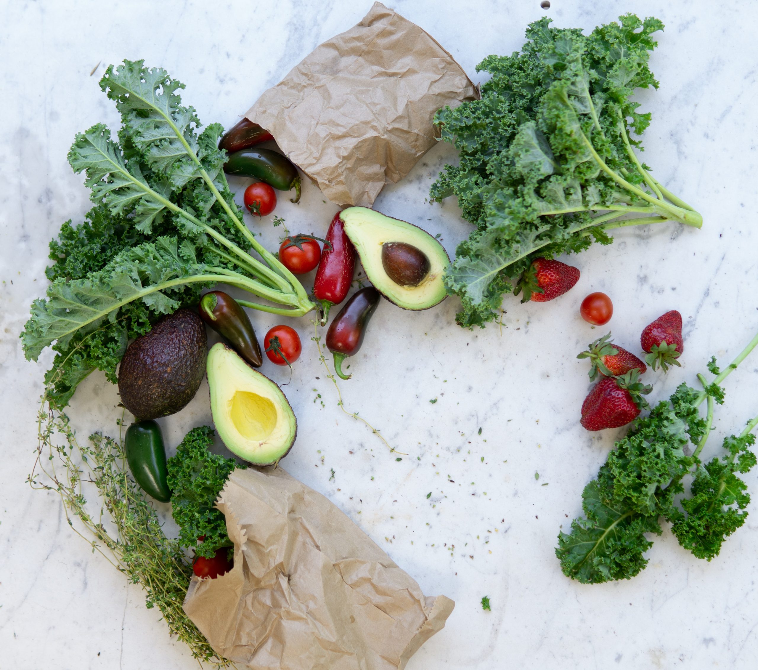 healthy green vegetables on countertop