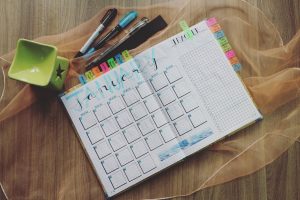 planner open to the month of january