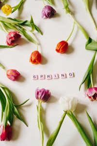 spring letters and flowers