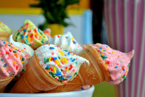 ice cream cones with sprinkles