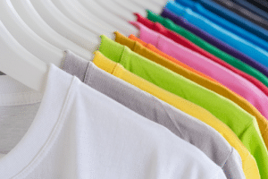 row of colorful tshirts